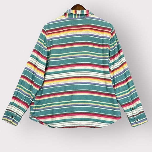 Chaps Button Up Top Women XL Multicolor Striped Cotton Thick Long Sleeve AA84 - Picture 9 of 10